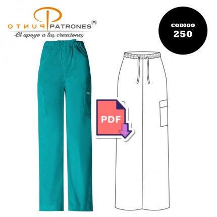 Molde Pantalón clínico mujer 250 PuntoPatrones ® Tallas XS Formato CARTA