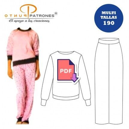 Patrón de conjunto pijama mujer multitalla PDF