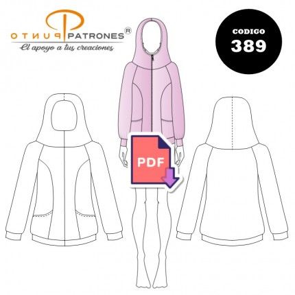 Patrón de polerón con cortes cuello y gorro PDF