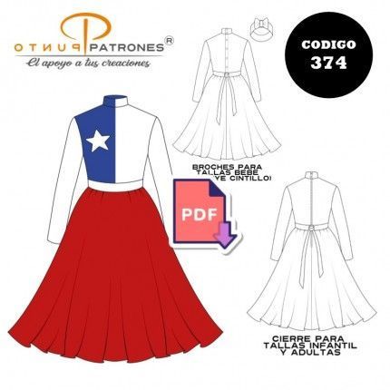 Vestido típico chileno MULTITALLA|COD:374 |PDF