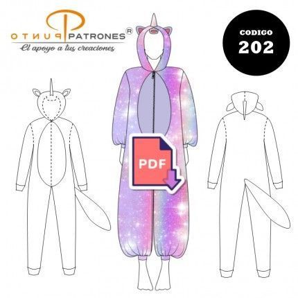 Patrón de enterito de unicornio unisex PDF