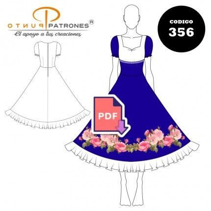 Vestido típico bicolor |COD:356 |PDF