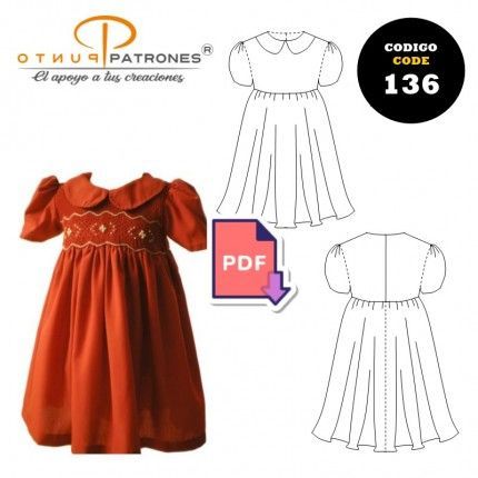 Patrón de vestido manga globo niña PDF